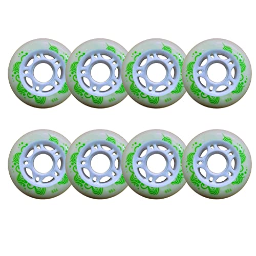 BFVAKBKYT Rollschuh-Räder, Ersatz-Skate-Rollen, Skateboard-Rollen, 8er-Set, Inline-Rollschuh-Rollen for den Innenbereich, 80 mm(Green)