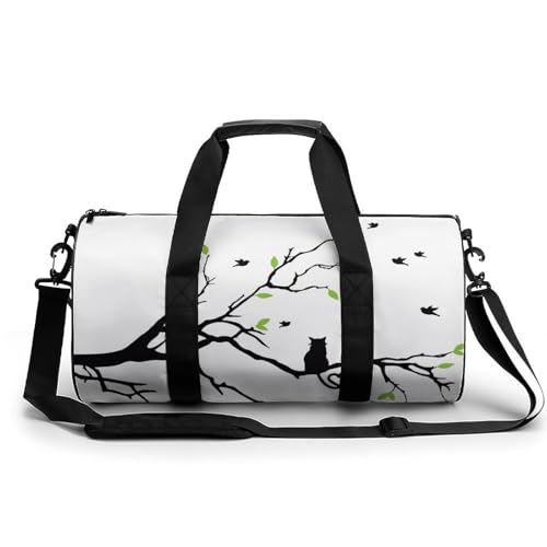 Baum Und Katze Sport Duffel Bag Sporttasche Reisetasche Handgepäck Tasche Schwimmtasche Weekender Bag 45x23x23cm