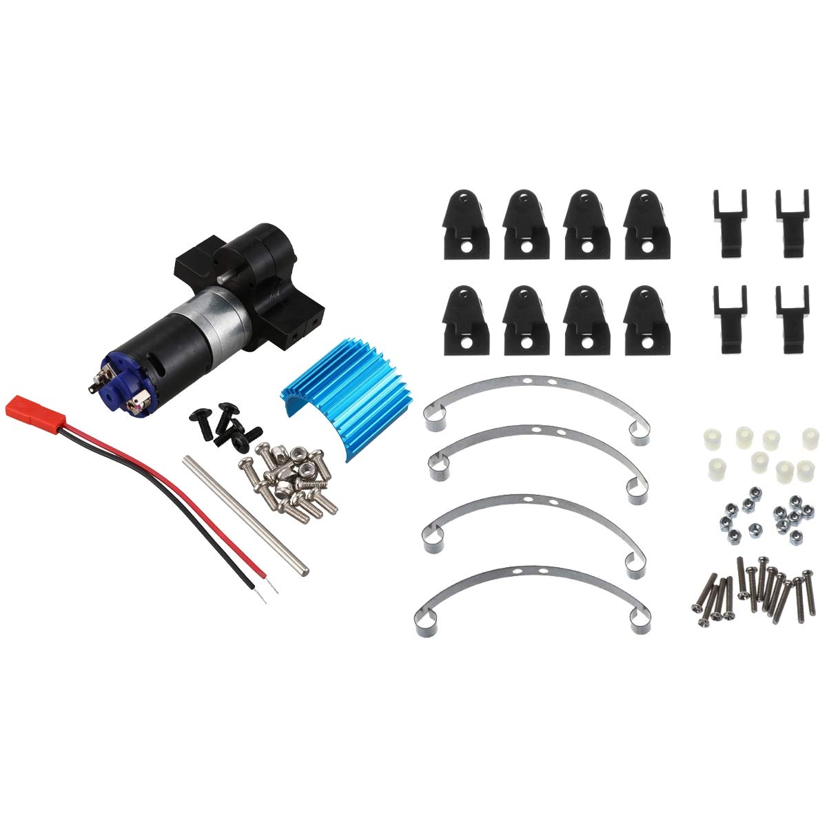 1 Set 370 Power Metal Motor Rückwärtsgetriebe mit Kühlkörper und 1 Stück Upgrade Hebeösen große Hubplatte