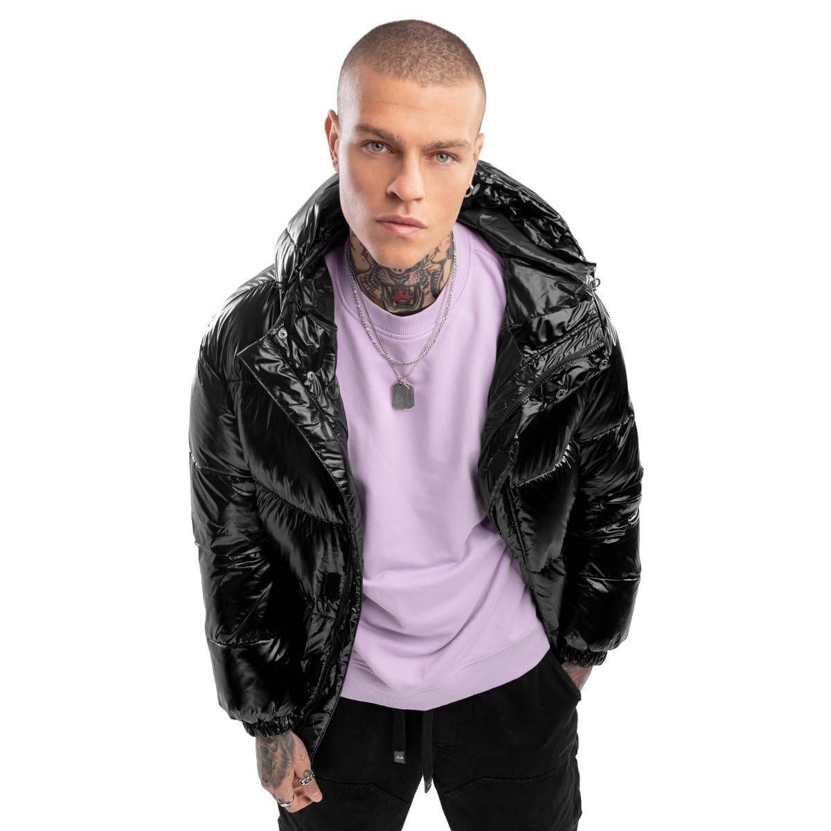 SIROKO - Glänzende Pufferjacke Barent - XXL - Schwarz