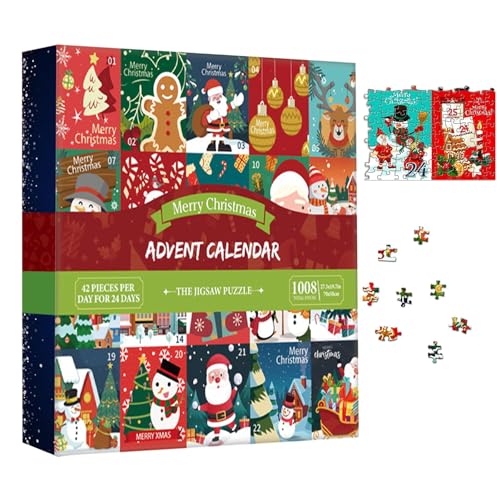 2023 Adventskalender Puzzles 1000 Teile, Puzzles sammelt 24 kleine Boxen, kreative und neuartige Heimdekoration für Kinder Erwachsene geeignet für Wohnzimmer, Wohnung