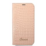 GUESS PU Bookcase kompatibel mit iPhone 14 Plus hülle - Rosa Croco