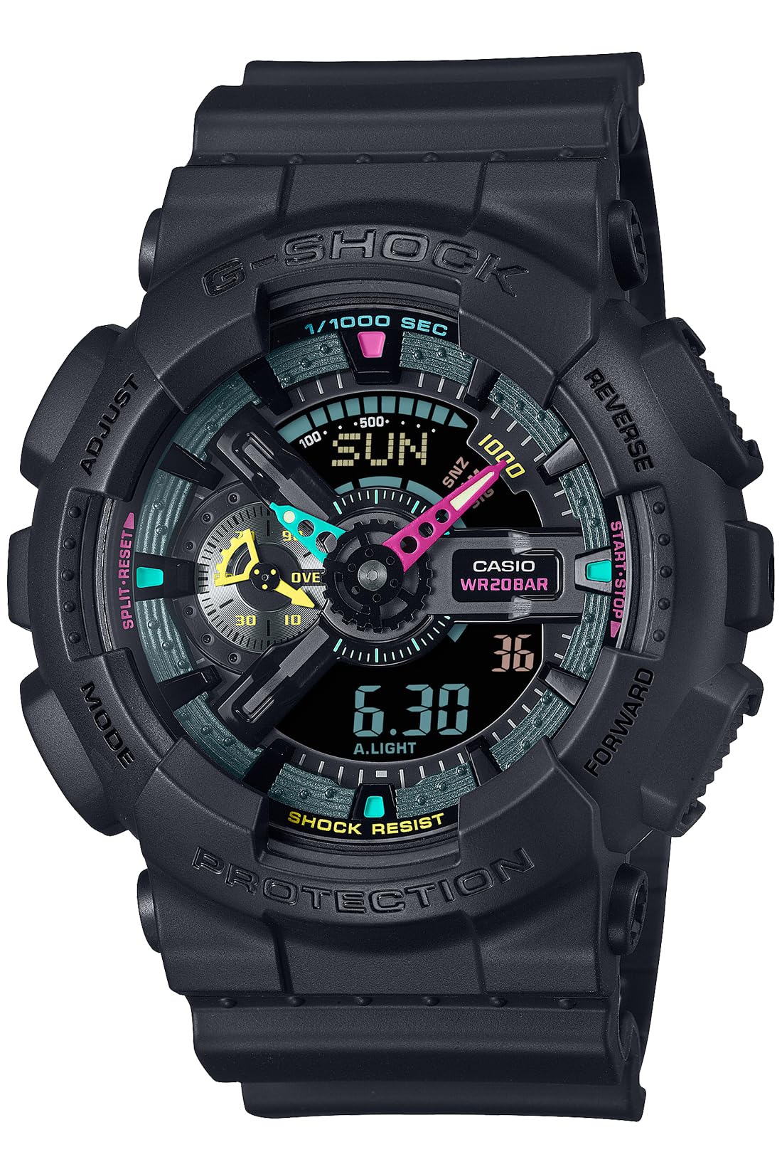 Casio Armbanduhr GA-110MF-1AJF, mehrfarbig, fluoreszierend, Import aus Japan, Schwarz, Modern