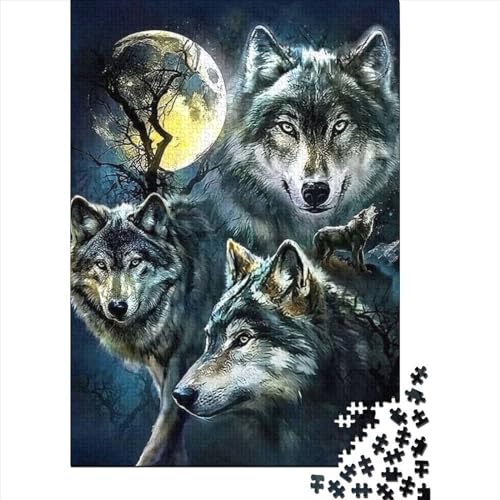 Wolf-Puzzle aus Holz, Puzzle für Erwachsene und Teenager, 1000 Teile, Puzzle für Erwachsene, Denksportaufgaben für Erwachsene, 75 x 50 cm