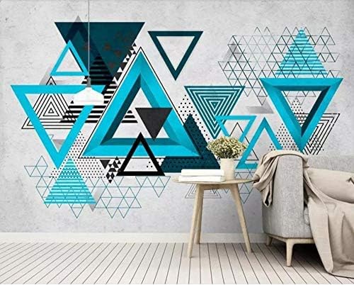 XLMING Marineblaues Alphabet Bilder Geometrische Dreiecke Küche Esszimmer Arbeitszimmer Wohnzimmer TV Hintergrund Wand 3D Tapete-150cm×105cm