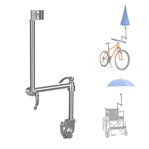 CHOYTONG Fahrradschirmhalter - Faltbarer Edelstahlhalter Ständerklemme Zubehör für Elektroroller, Rollstühle, Kinderwagen (B)