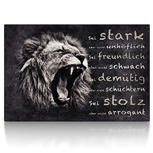 CanvasArts Inspirierende Zitate - Leinwand Bild auf Keilrahmen - Löwe Lebensregeln Motivation Sprüche Texte Wandbild (120 x 80 cm, Leinwand auf Keilrahmen)