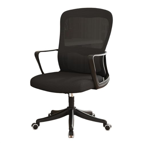 FUHAI-666 Bürostühle Bürostuhl, ergonomisch, for Büro, Heimschreibtisch, Netzstoff, feste Armlehne, Chefsessel, Computerstuhl mit Lordosenstütze Schreibtischstuhl(Schwarz)