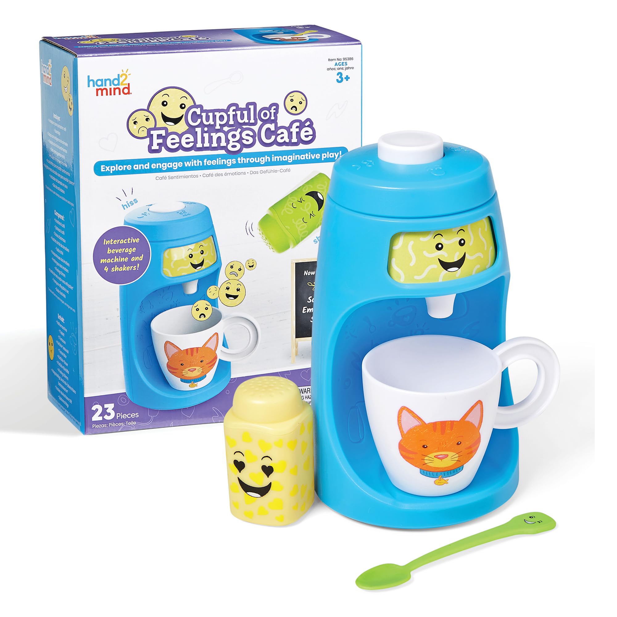 Learning Resources Cupful of Feelings Café Emotions-Spielzeug, Kaffeemaschinen-Spielset für Kinder, fantasievolles Spielen, Spieltherapie, sozial-emotionale Lernaktivitäten, Beruhigungsecken-Zubehör