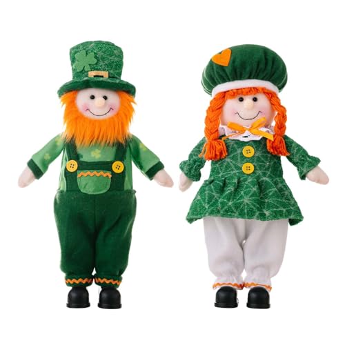 LARUISEE Ein Paar Zwerge für den irischen Tag, Festival-Zwerge, stehend, schöne irische Tagesdekoration, elegantes Ornament für Patrick Day Irish Day