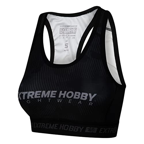 Extreme Hobby Havoc, Damen Sport BH Stärker Halt, Schwarz, Bustier Bralette, Thermoregulationssystem, Trainings-BH, Sport Top, Sportunterwäsche, Thermoaktiver Sport-BHS, Sport Oberteile, XL