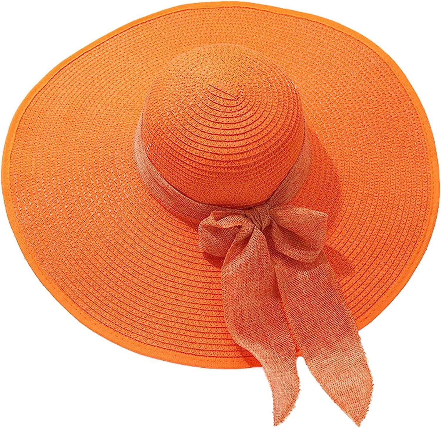 YIHANSS Sonnenhut mit breiter Krempe, faltbar, für Damen, Sommerhüte für Damen, Strand-Sonnenblenden für Damen, Sonnenschutzhüte für Herren, Hüte (Farbe: Orange, Größe: Einheitsgröße)