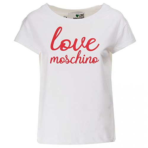 Love Moschino Women's Boxy fit Short-Sleeved T-Shirt, Optical White, 40