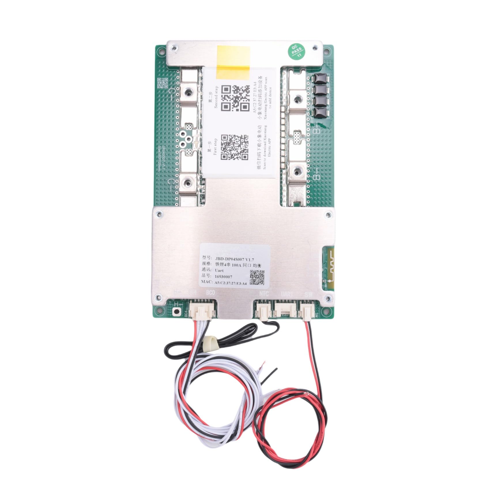 Kiudduy Smart 4S Li-Ion 12V 100A Auto-Starterleistung Li-Ion Lithium-Batterie-Schutzplatine Eingebautes BT UART