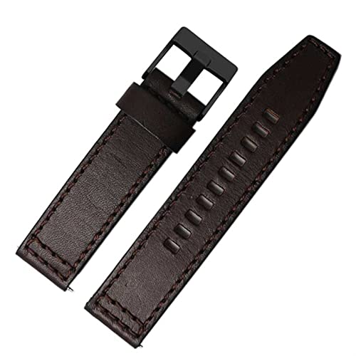 SCRUBY Für fossile JR1354 | 1487 | 1424 Uhrenband Hochwertige Retro Schnellveröffentlichung Echtes Leder Dieselgurt schwarz dunkelbraun 22mm 24mm(Dark brown black,22mm)