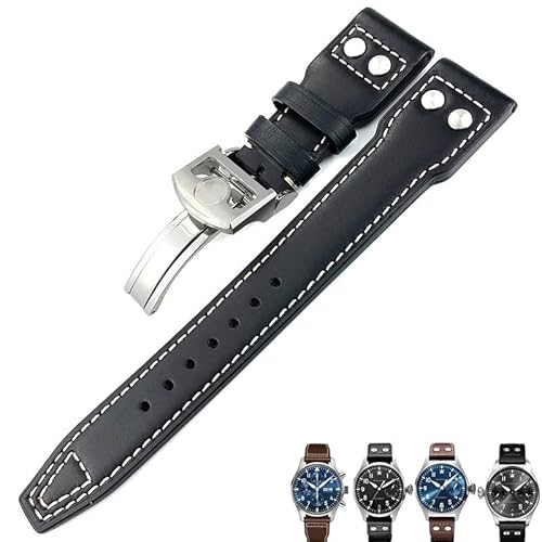 BANDKIT Uhrenarmband aus italienischem Rindsleder, für IWC Pilot Mark Portugieeser Portofino, 20 mm, 21 mm, 22 mm, 20 mm, Achat