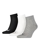 PUMA Socken Quarter Sneakers Damen, Herren 9er Pack (Schwarz/Weiß/Grau, 35-38 (UK 2.5-5))