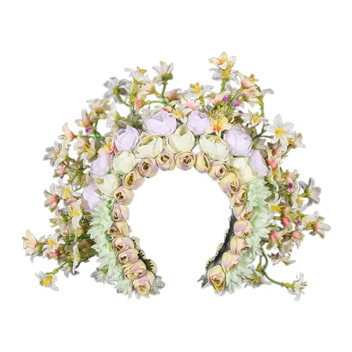 Btgghytr Stilvoller Blumenkranz ethnische Blumen Floral Stirnband Ornament Kopfschmuck für Festivals und Fotoshootings