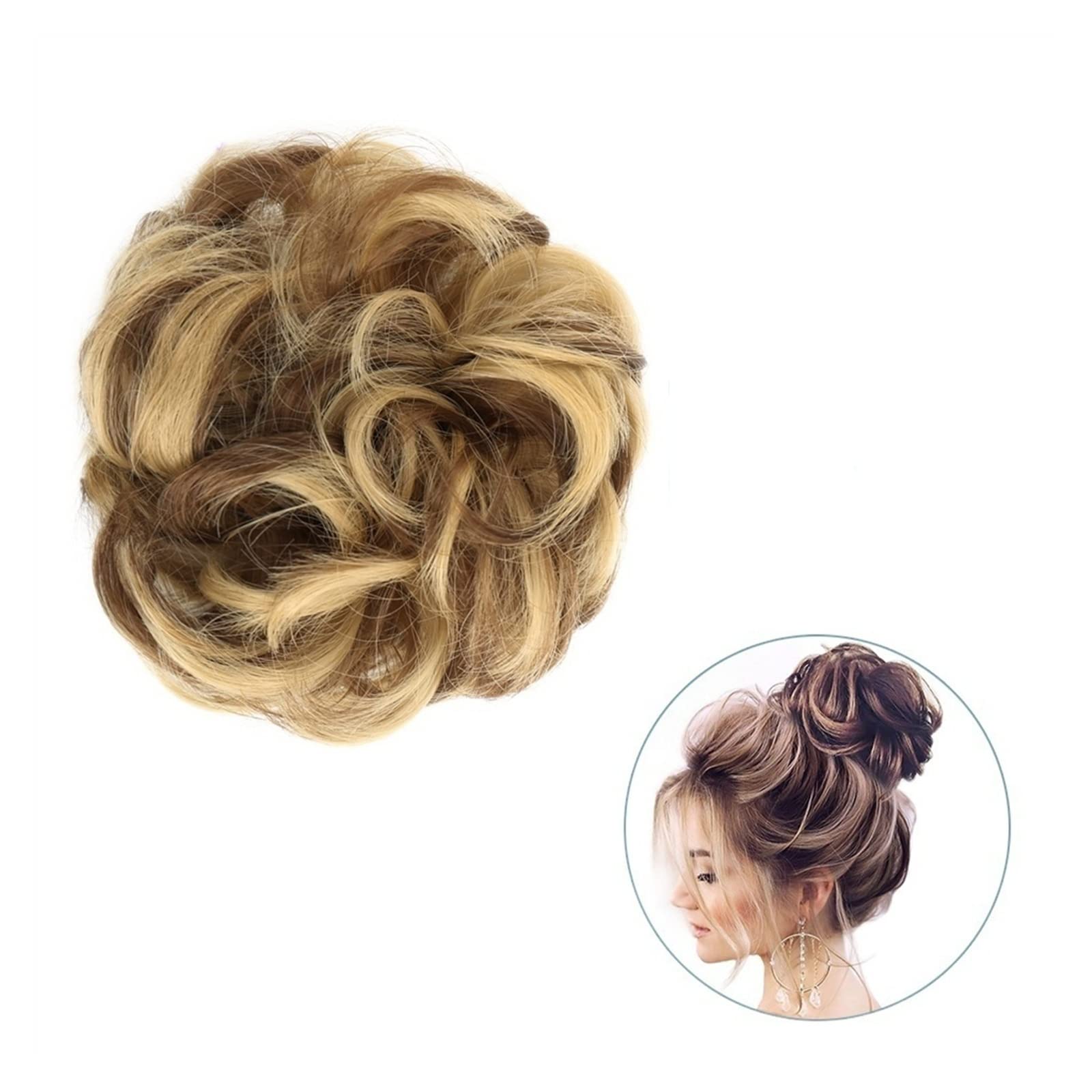 Bun Haarteile 1 Stück rund ums Haar, Pferdeschwanz, Donut-Haarknoten, Haarschmuck for Frauen, synthetischer, unordentlicher, lockiger, gewellter Scrunchie-Chignon mit Gummibandwickel Brötchen-Haarteil