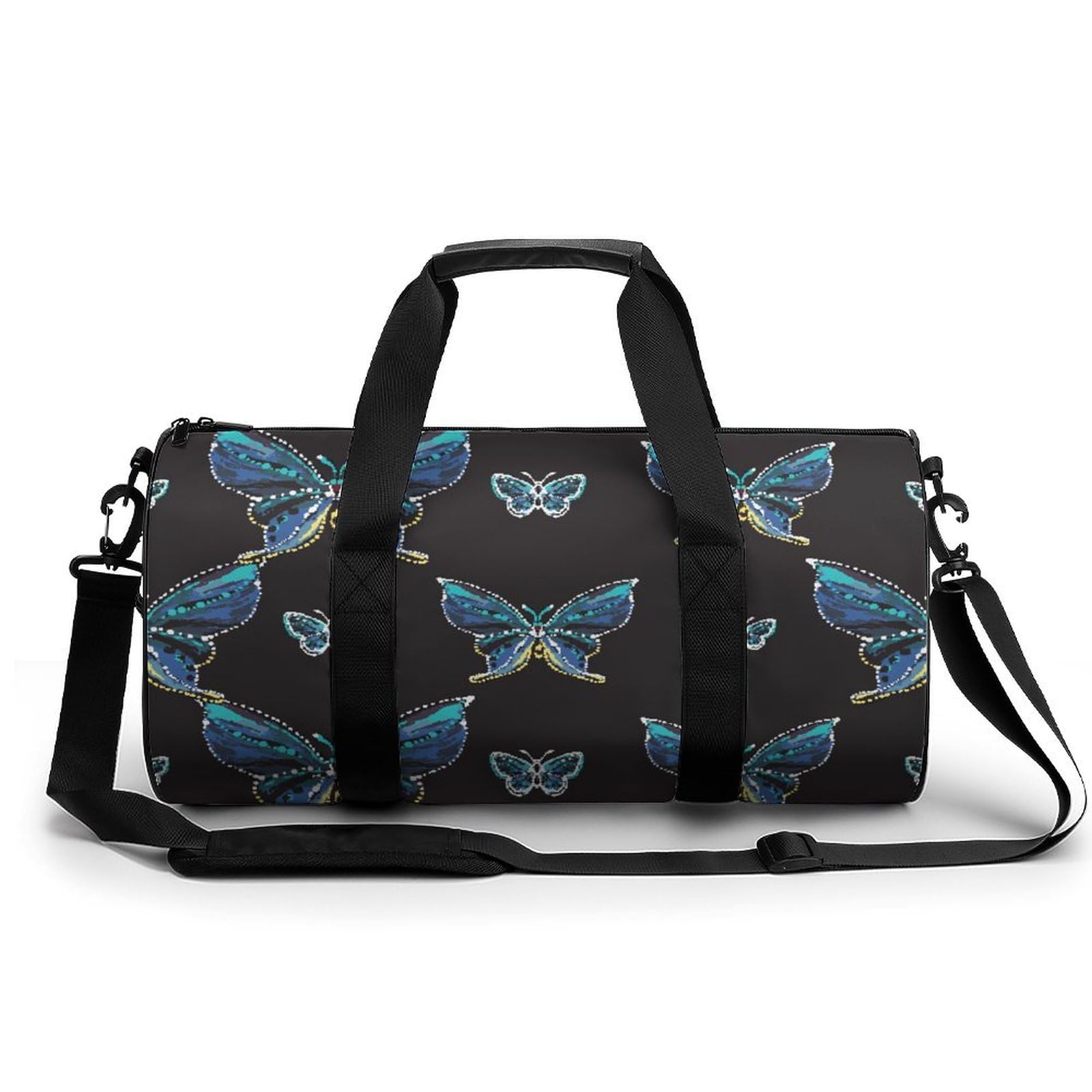 Blauer Schmetterling Sport Duffel Bag Sporttasche Reisetasche Handgepäck Tasche Schwimmtasche Weekender Bag 45x23x23cm