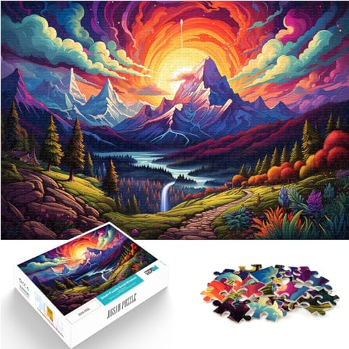 Puzzle zum Verschenken, Bunte Alpen, 1000 große Teile, Puzzle für Erwachsene, Holzpuzzle, Familienaktivitätspuzzle, 1000 Teile (50 x 75 cm)