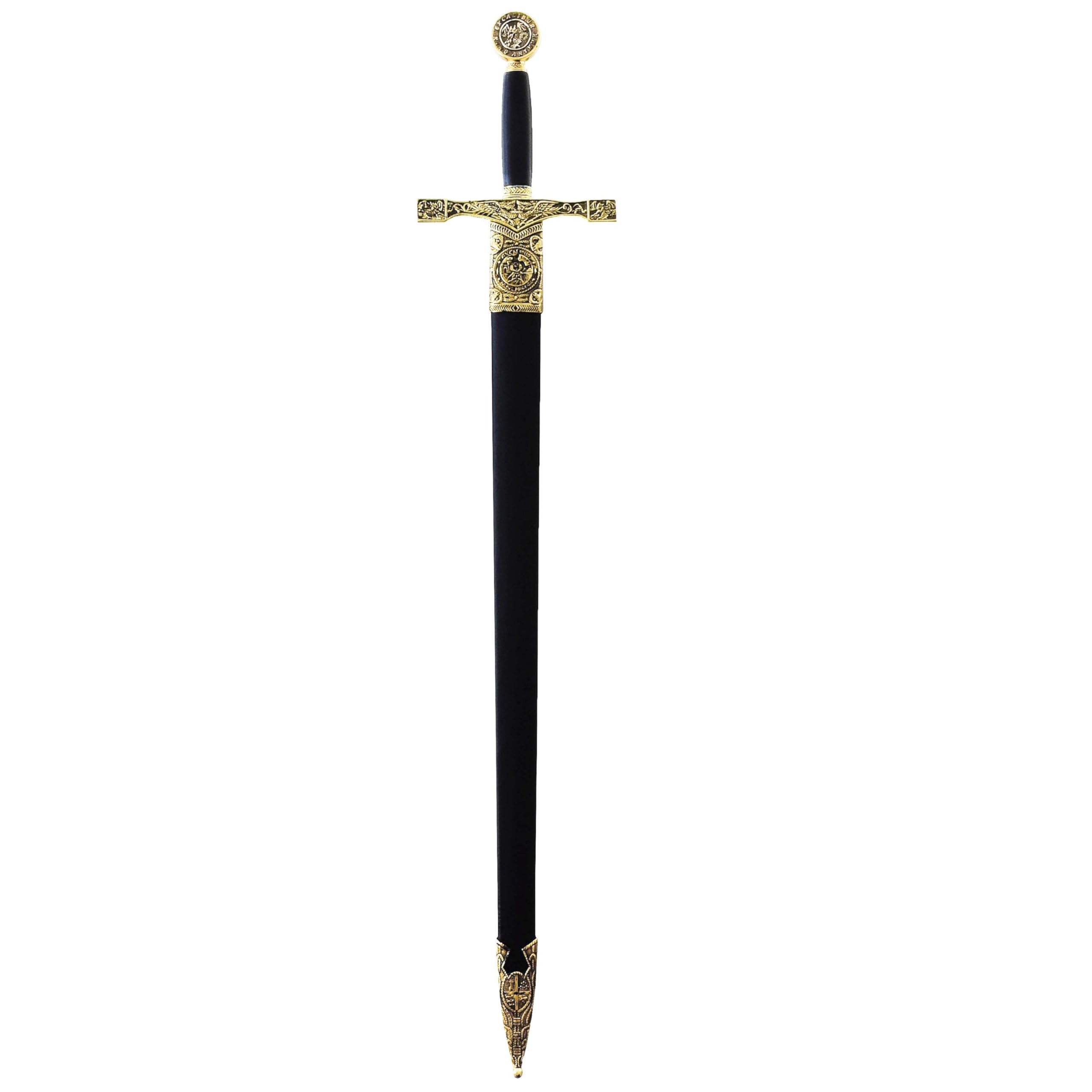 Deko Schwert Excalibur mit Scheide Gold - Ritterschwert Kostüm Ritter Verkleidungszubehör Mittelalter König Arthur King Arthur