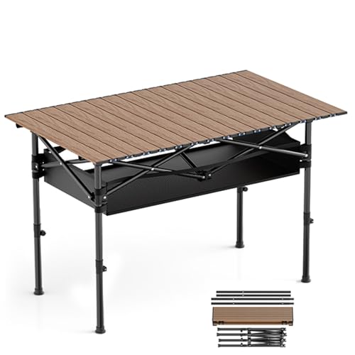 RAABYU Klappbarer Campingtisch, Picknicktisch aus Kohlenstoffstahl und Aluminiumlegierung, mit einfacher Tragetasche, leichter Rolltisch zum Kochen im Freien, Strand