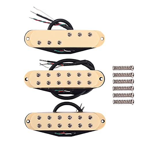 ZENGXUE 1 Set E-Gitarren-Hals + Mitte + Brücke Dual-Spulen-Pickups Creme-Kunststoffabdeckung DIY. Humbucker Tonabnehmer Set