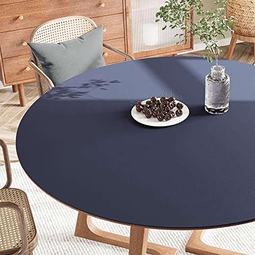 PU-Lede Tischdecke, Rund Abwischbar Tischwäsche, Rutschfest Wasserdicht, Hitzebeständig Schmutzabweisend Tischabdeckung, Solide Farbe, Für Home Küche Dekoration ( Color : Dark blue , Size : 45cm )