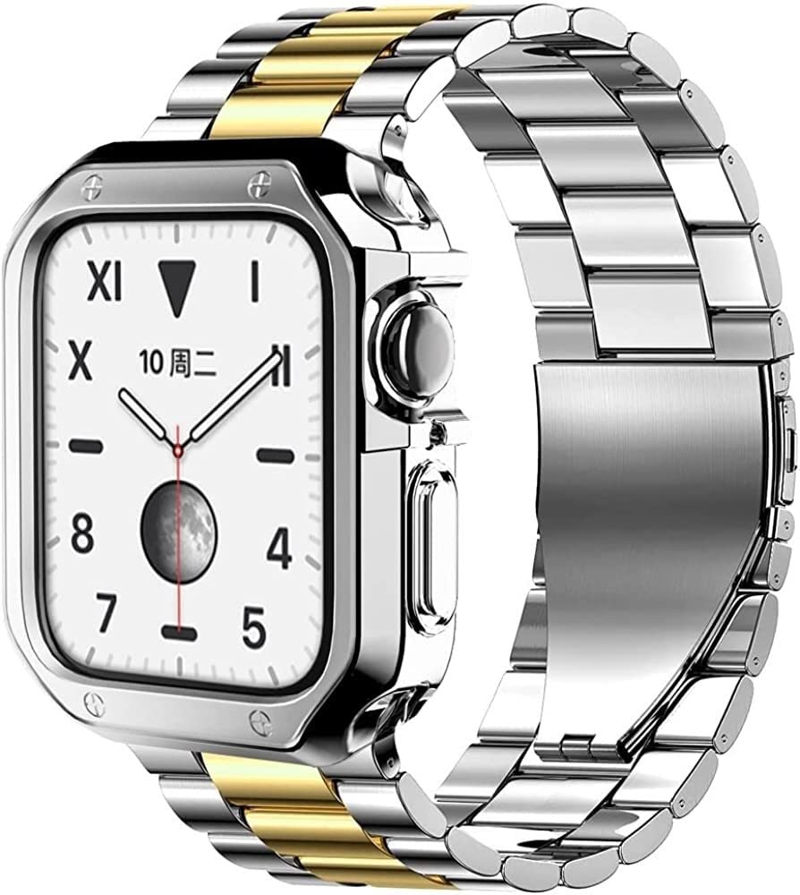 NEYENS Verbessertes Edelstahl-Gehäuseband für Apple Watch Ultra 49 mm, 8, 7, 45 mm, 44 mm, Metallschnalle, für Watch 6, 5, 4, 3, SE, 41 mm, 40 mm, 38 mm, 40 mm, Achat