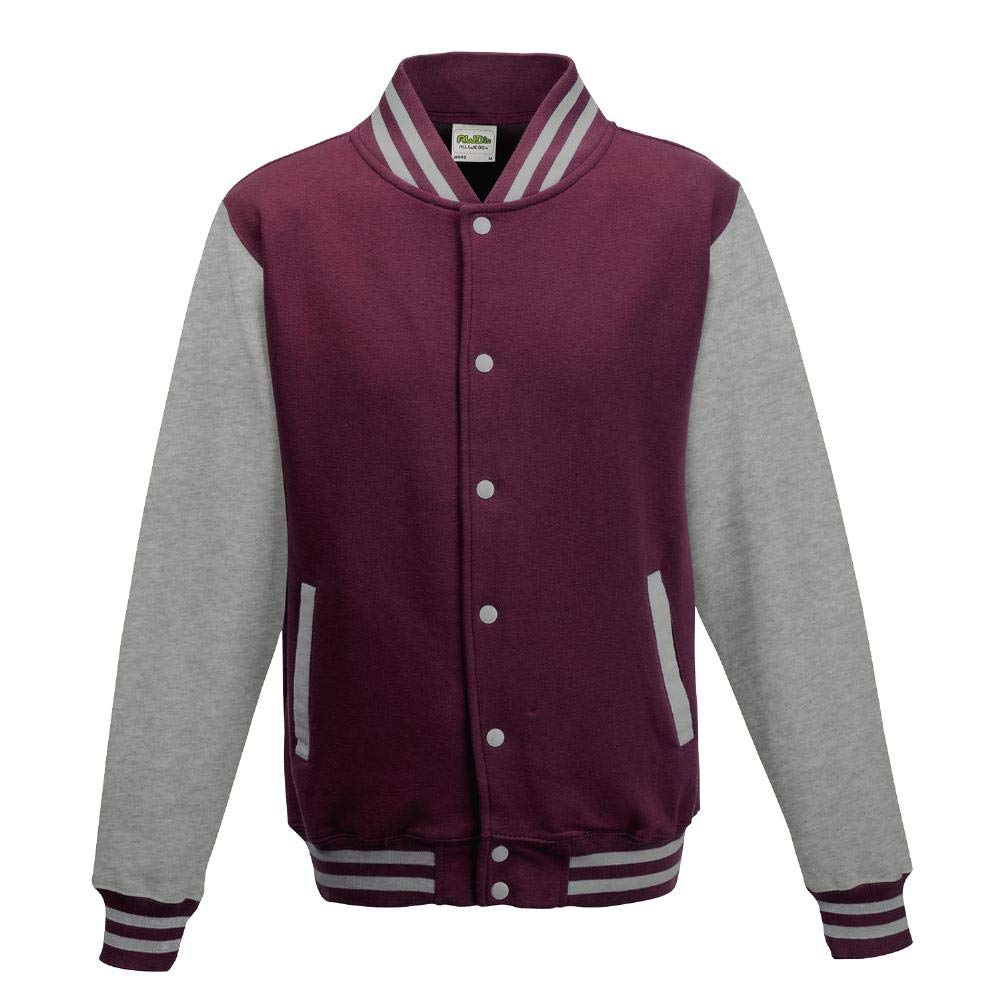 Just Hoods College Jacke 'Varsity Jacket, Burgunderrot/Grau meliert, M