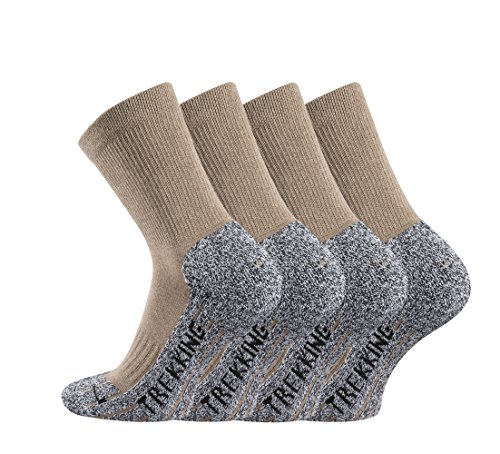 TippTexx24 Trekkingsocken, 4 Paar Trekking Socken Coolmaxsocken, Beige, 39/42