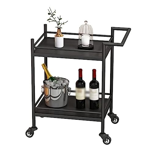 Kitchen Storage Cart Rolling Cart Storage Trolley 2 Tier Metal Rolling Cart With Wheels Mobile Kitchen Storage Cart Hotel Commercial Cart Home Restaurant Trolley Rolling Storage Cart Utility Cart ,