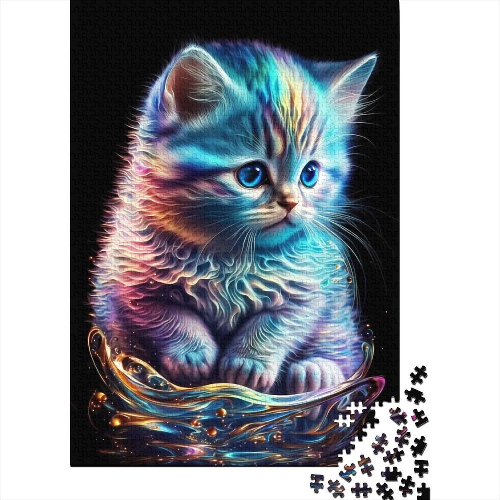 Puzzle für Erwachsene, 1000 Teile, süßes Nebelkätzchen, Holzpuzzle für Erwachsene, Puzzles, Puzzles für Erwachsene, Lernspiel, Herausforderungsspielzeug, 75 x 50 cm