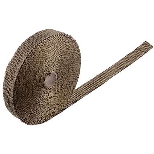 Skdvy Auspuffband HitzebestäNdig 10M Auto Motorrad Abgas Wrap Rohrkopf Wärme Wrapp Turbo Mainfold Wärmeabgas Thermische Wickelband Edelstahl Krawatten(Tan-5m)