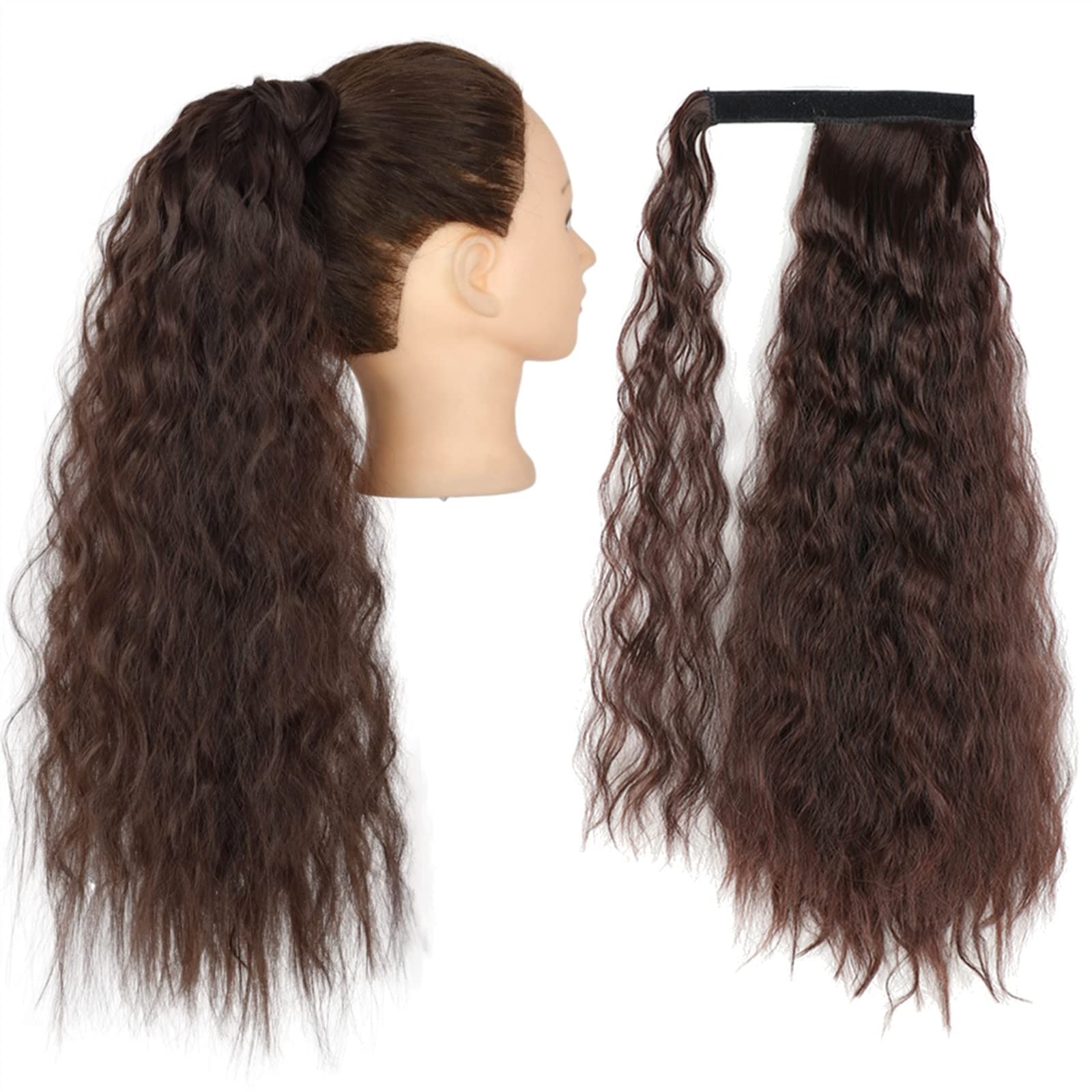 Pferdeschwanz Haarteil Clip-Haarverlängerungen for Anklipsen, synthetischer Mais, gewellt, langer Pferdeschwanz for Damen-Haarteil Pferdeschwanz Haarverlängerung(Q19-2-33,34inch-85cm)