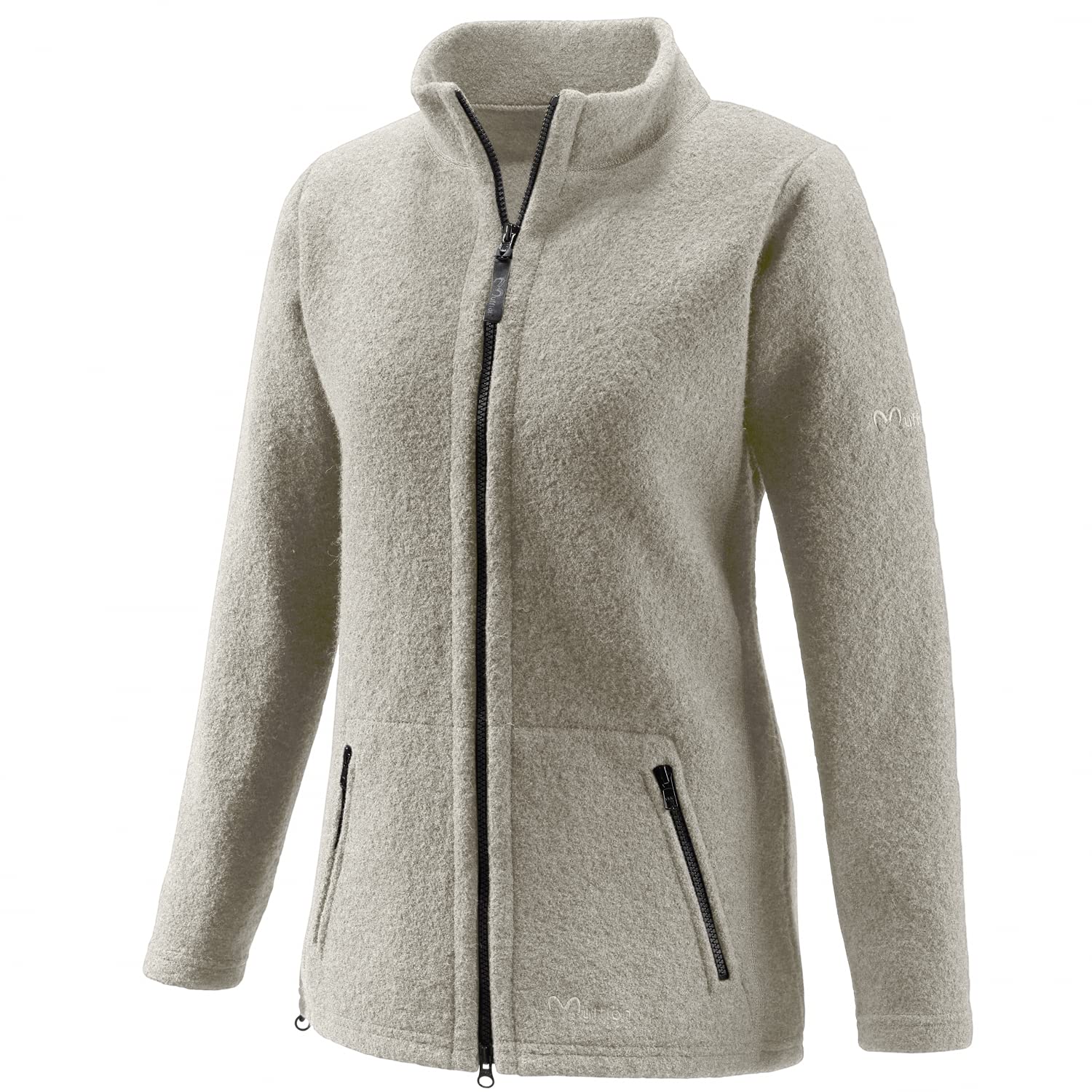 Mufflon Damen Wolljacke Mu- Lou W100 mit Stehkragen Stone beige - L