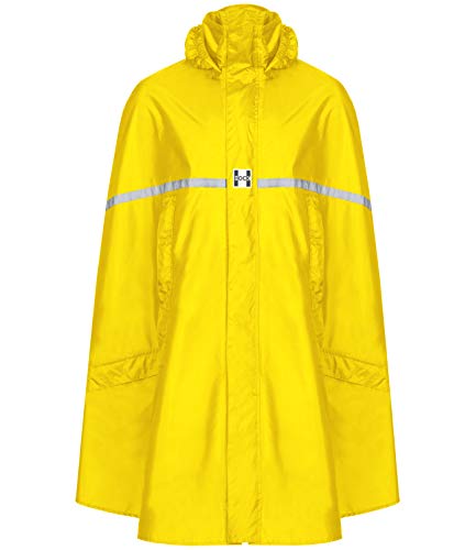 HOCK Premium Regenponcho mit Reißverschluss - Fahrradponcho Wasserdicht mit Reflektoren - Herren Damen Regenschutz - Hochwertige Regenbekleidung (gelb, XL)