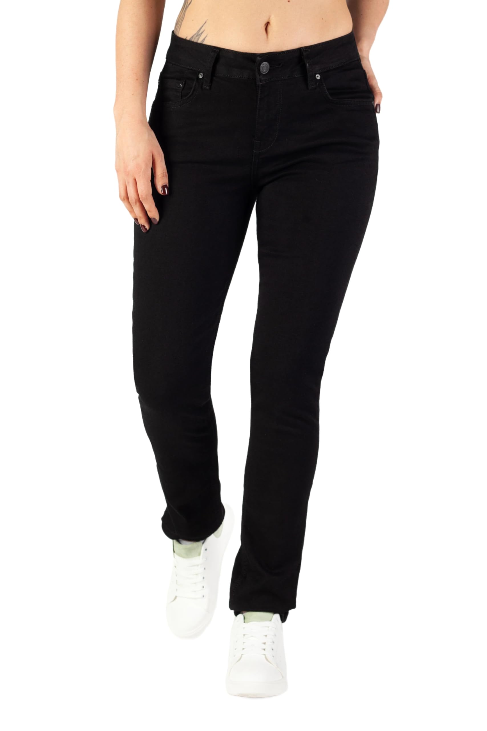 LTB Jeans Damen Jeans - Straight Fit Jeanshosen - Aspen Y - Schwarz - 31/32