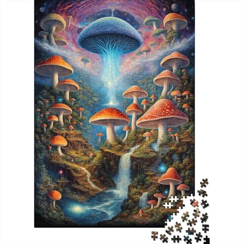 Kunstpuzzle für Erwachsene 1000 Teile Pilz-Fantasie-Puzzles Puzzles für Erwachsene Teenager Holzpuzzle für Erwachsene Teenager 75x50cm