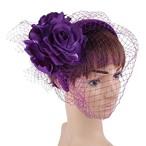 Vintage-Fascinator-Stirnband, exquisite Rose, für Teeparty, Hochzeit, Kostüm, Pillbox, Hut, Dame, Kopfbedeckung für Beerdigung/Hochzeit, Kopfbedeckung