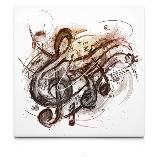 Abstract Music II Noten - Leinwand Bild - Abstrakt Musik Wandbild aufhängefertig Kunst Druck Bilder Wand Deko Modern Art XXL Wohnzimmer (90 x 90 cm, Leinwand auf Keilrahmen, Noten)