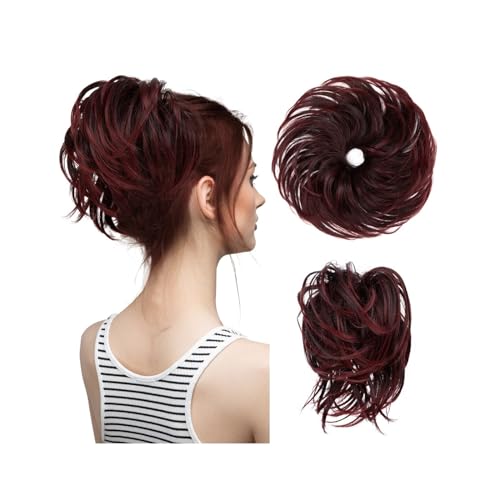 Brötchen Haarteil Synthetisches, gefälschtes, unordentliches Dutthaar, lockiges Band, Haarteil, Haargummi, Scrunchie, Wickelstück, elastisches Haar, Chignon, Cheveux, Schwanz, Hochsteckfrisur for Dame