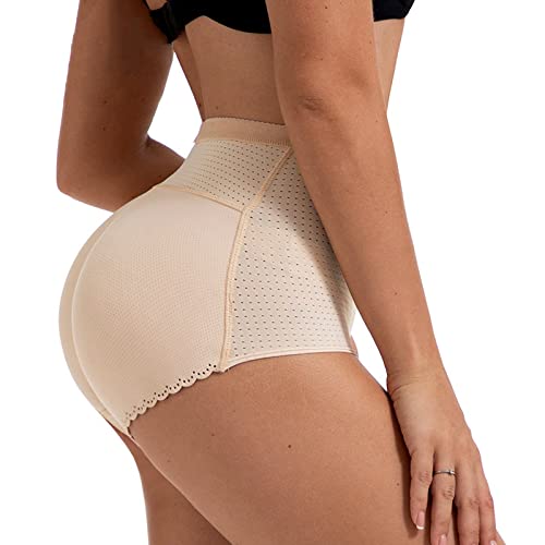 BANLUX Damen Po Push Up Unterhose - Damen Butt Lifter Gepolsterte Shapewear Enhancer Control Panties Body Shaper Unterwäsche Fake Butt Booty Push Up Nahtlose Slips,Apricot,S