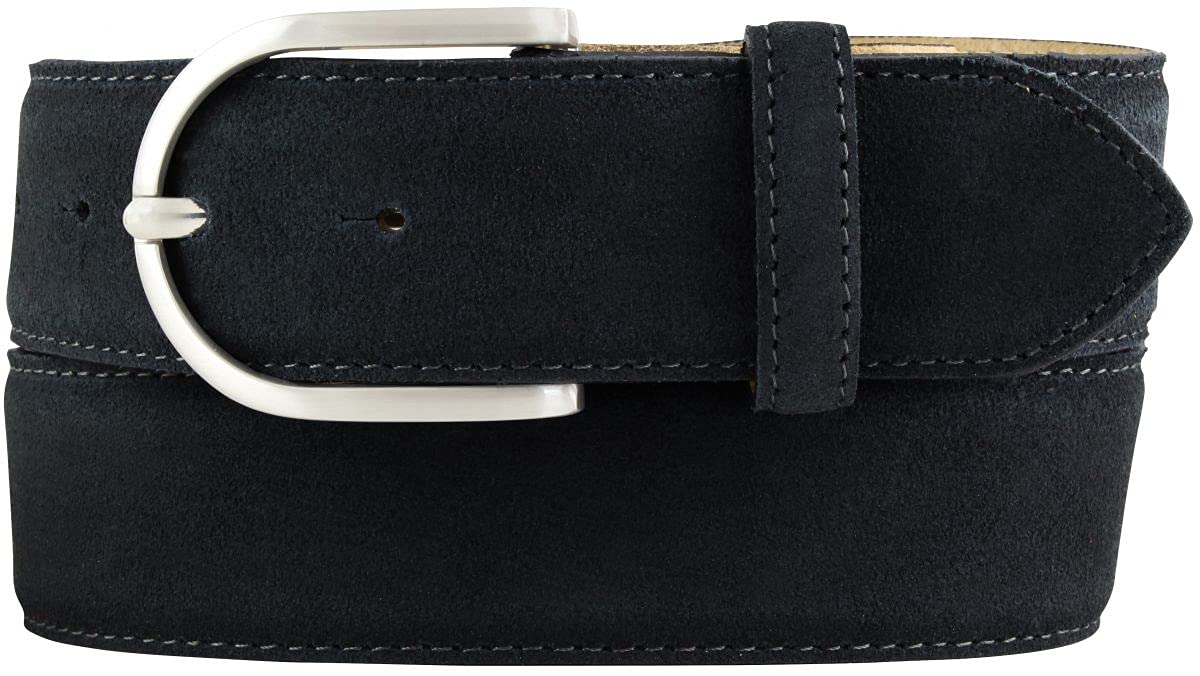 BELTINGER Damen-Gürtel aus Veloursleder 4 cm | Velour-Gürtel für Damen 40mm | Wildleder-Gürtel 4cm mit runder Gürtelschnalle | Schwarz 105cm