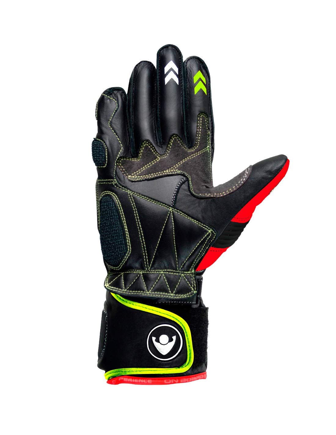 ON BOARD Racing-Handschuhe PRX-1, Unisex, XS, Schwarz/Weiß/Rot/Fluor