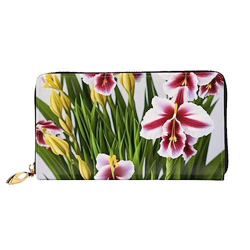 Miniks Hyacinth Damen-Geldbörse, Leder, lange Geldbörse, Reisegeldbörse, Kreditkartenetui mit Reißverschluss, Gladiolus, Einheitsgröße