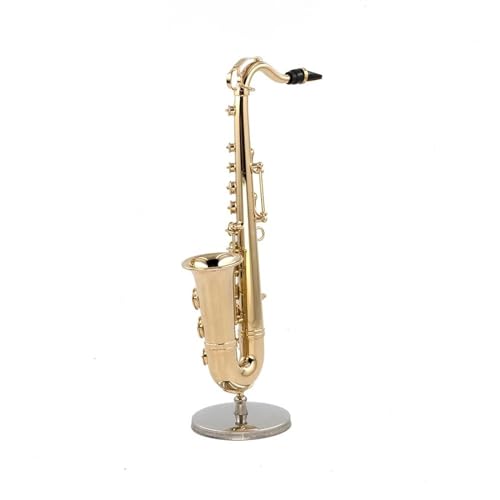 Mini-Musikinstrument-Ornamente Miniatur-Kupfer-Tenorsaxophon, DIY handgefertigtes Mini-Saxophon, kleines Musikinstrument, exquisite Miniatur (Size : 14cm)