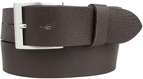 BELTINGER Gürtel mit Edelstahl-Gürtelschnalle aus Vollbüffelleder 4 cm | Jeans-Gürtel für Damen Herren 40mm | Leder-Gürtel aus Büffelleder 4cm | Braun 80cm