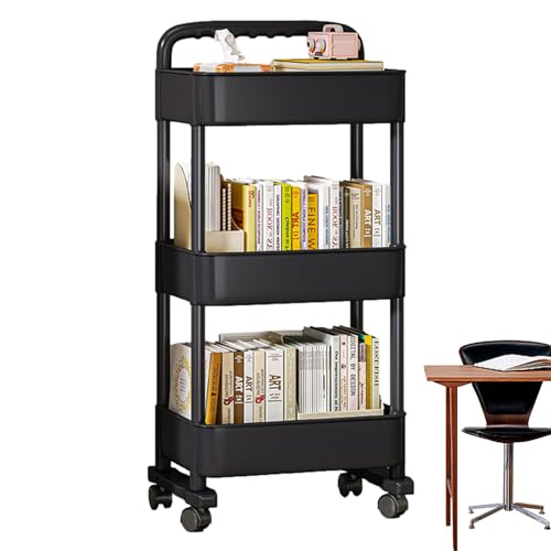 Rollbarer Aktenwagen, mobiles Bücherregal – wiederverwendbarer Rollwagen, bewegliches Bücherregal für Küche, Schlafzimmer, Wohnzimmer und Waschküche